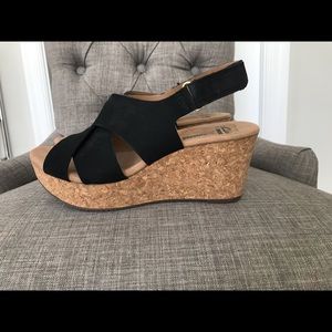 Clarks cork wedge sandals